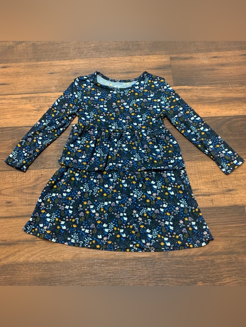 Member’s Mark navy blue floral long-sleeve dress Girls Sz 5T